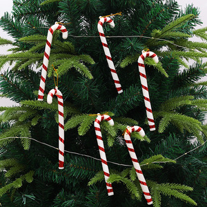 塑料金色红色圣诞拐杖DIY挂件吊饰圣诞树挂件配件圣诞节装饰品