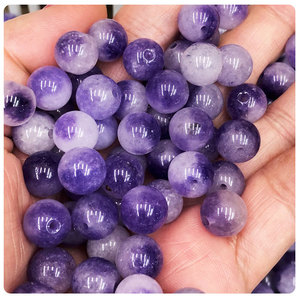 B货紫色飘花10MM杂石散珠diy饰品配件串珠材料配件编手链的珠子