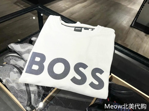 代购Boss男装纯色半袖打底衫2023年新款夏季印花LOGO男士短袖T恤