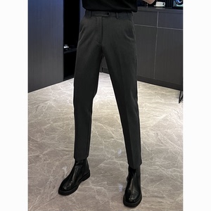 新款修身直筒西裤高级感男士夏季日常通勤穿搭免熨正装窄版西装裤