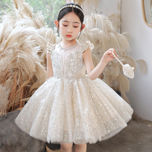 女童礼服2024年夏新款小女孩生日钢琴演奏蓬蓬纱连衣裙儿童公主裙