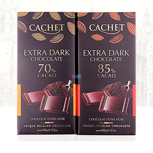 欧洲零食醇苦可可脂Cachet凯撒比利时原装进口黑巧克力排块砖100g