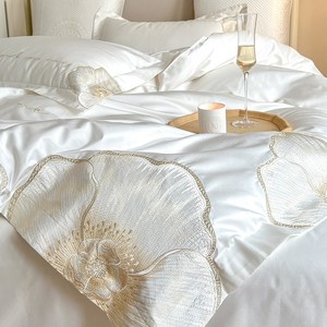 高级感床品欧式四件套全棉被套床单纯棉轻奢白色秋冬磨毛床上用品