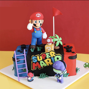 插件蛋糕彩虹游戏采蘑菇装饰云儿童卡通插牌气球超级玛丽玩偶摆件