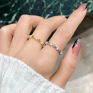 珠珠戒指女纯银圆珠间钻人工钻石锆石珠子时来运转指环转运珠食指