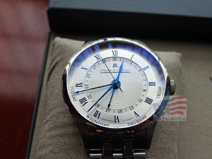瑞士正品艾美MP6507-SS002-110白面蓝针五针同轴双历机械男士手表