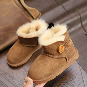 澳洲羊皮毛一体儿童雪地靴男女童鞋加厚中筒鞋秋冬防滑亲子靴宝宝