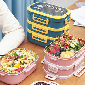 特得美 304不锈钢饭盒学生分格便携餐盒单层双层三层便当盒上班族