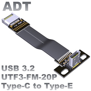 USB3.2接口扩展转接线type-c转19P/20P主板前置后置带PCI挡板ADT