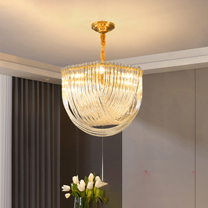 全铜新款美式轻奢客厅餐厅吊灯现代高档主卧室纯铜水晶大气灯具