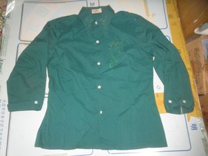 破旧衣服八九十年代女士破旧衬衫女式绿色的确良衬衣中袖女装160