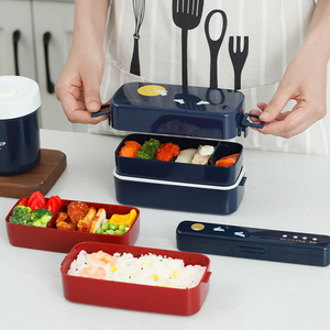日本asvel日式双层便当减脂餐盒微波炉加热上班族专用分隔带饭盒