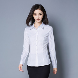 【修身衬衣】长袖韩版女式白衬衫 时尚女士职业装 休闲百搭打底衫