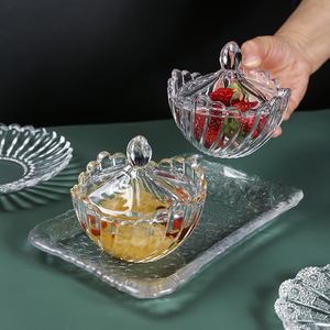 欧式糖水碗燕窝碗甜品碗精致套装小奢华玻璃碗家用餐具酸奶碗带盖