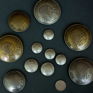 红月财布扣 REDMOON 印第安酋长装饰扣纯铜复古银币扣阿美咔叽