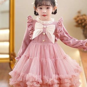 女 童加绒公主连衣裙秋冬季新款粉色韩版女孩超仙蓬蓬裙生日礼服