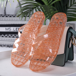 闪点水晶拖鞋女透明塑胶料防滑平底浴室内居家用夏季天时尚公主风