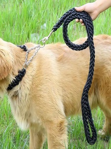 尼龙八股编织P绳大狗狗链宠物项圈可调节牵引绳小中大型犬 遛狗绳