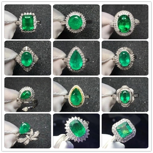 天然祖母绿蓝红宝石戒指女18K玫瑰金哥伦比亚木佐钻石彩宝石戒指