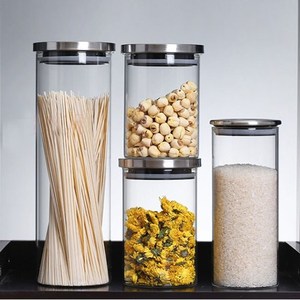 加厚玻璃储物罐家用厨房收纳器皿不锈钢盖防潮杂粮调料食品密封罐