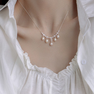 3FANTASTS天然淡水珍珠灵动流苏925纯银项链小众设计高级气质颈链