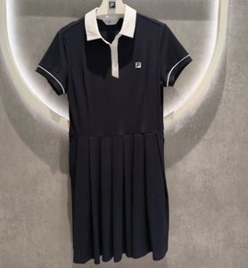 斐乐fila正品24夏新款女装高尔夫运动针织短袖连衣裙A11W425310F