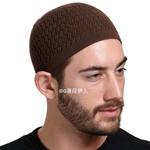 秋冬中东帽子套头针织帽男女通用波浪提花圆顶毛线回族帽wool hat