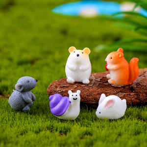 微景观创意摆件迷你六款可爱动物仓鼠老鼠小鸡蜗牛兔子树脂工艺品