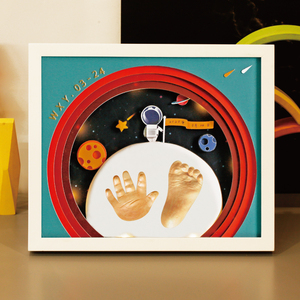 宝宝手足印泥儿童胎毛纪念品相框满月百天礼物新生婴儿手脚印永久