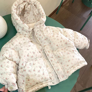 女童羽绒棉服冬装洋气2024新款中大儿童加厚棉袄碎花加厚外套反季