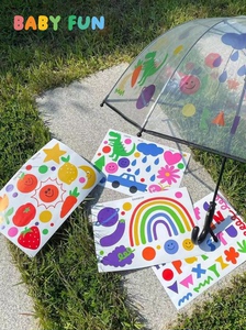宝贝玩原创贴纸小雨伞儿童街拍幼儿透明diy拱形伞男女孩玩具伞ins