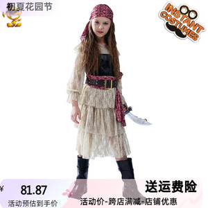 新款 万圣节童女款花边裙女孩cos派对服饰海盗舞台表演服