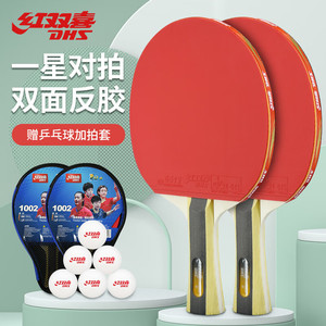 红双喜（DHS）一星级横拍对拍乒乓球拍H1002附球包+乒乓球