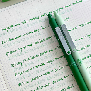 kaco中性笔碧波西子点途按动式套装0.5绿色笔芯含黑芯两支高颜值日系ins冷淡风办公文具中国风顺滑好写中性笔