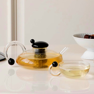 北欧风轻奢下午茶玻璃壶套装高档耐热玻璃泡红茶壶煮花茶壶咖啡壶