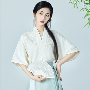 马面裙上衣搭配夏季古风女装新中式国风衬衣交领汉服刺绣衬衫短袖