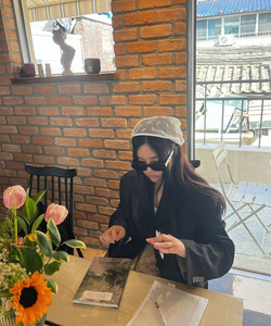 金智妮Jennie同款 seeubaby韩国东大门代购 可爱蕾丝三角花朵头巾