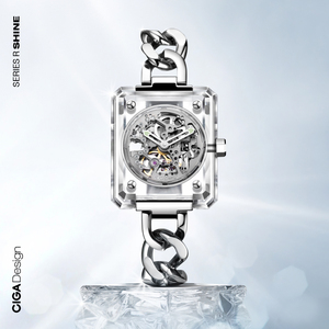 CIGA design玺佳机械表R系列Shine冰美人全透明宝石感水晶女手表