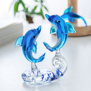创意可爱小海豚系列桌面摆饰玻璃客厅摆件家居摆件欧式装饰品