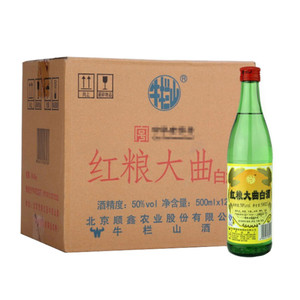 牛栏山二锅头50度红粮大曲500ml*12瓶整箱装 浓香型白酒