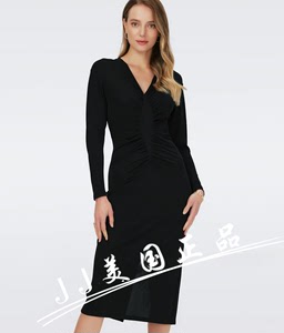 JJ美国代购 DVF  黑色100%粘纤连衣裙 Mandana Dress