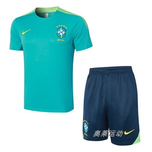 正品nike2425巴西国家队赛前短袖训练服球员同款速干球衣足球衣服
