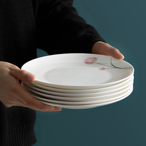 北欧网红盘子菜盘家用陶瓷碟子套装骨瓷简约个性创意深水果盘ins