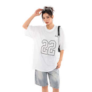 0123Start 美式网眼透气速干嘻哈字母短袖情侣冰球服户外男女t恤
