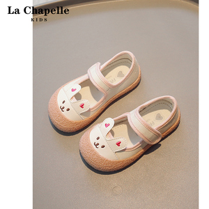 拉夏贝尔儿童甜美可爱兔耳朵单鞋2024春季新款女童浅口魔术贴单鞋