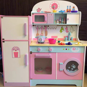 儿童木制大号仿真厨房灶台冰箱女孩过家家烧饭做饭木质幼儿园玩具