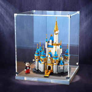 木质底展示盒适用乐高迪士尼城堡40478防尘罩积木透明收纳盒子