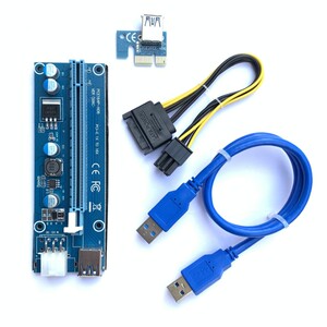 PCI-E显卡延长线转接线 USB3.0转接卡PCIE1X转16X 4PIN/6PIN 006C