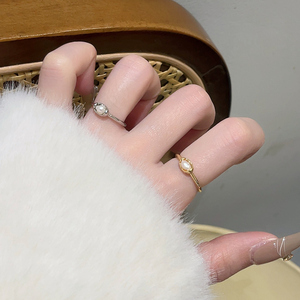 复古风淡水珍珠戒指女时尚韩国小众复古个性简约百搭气质开口指环