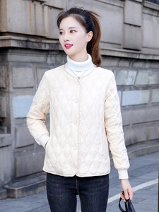 轻薄羽绒服女短款时尚韩版2022年秋冬季白鸭绒菱形格保暖修身外套